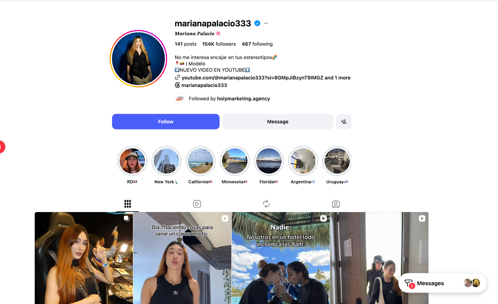@marianapalacio333 Instagram profile preview