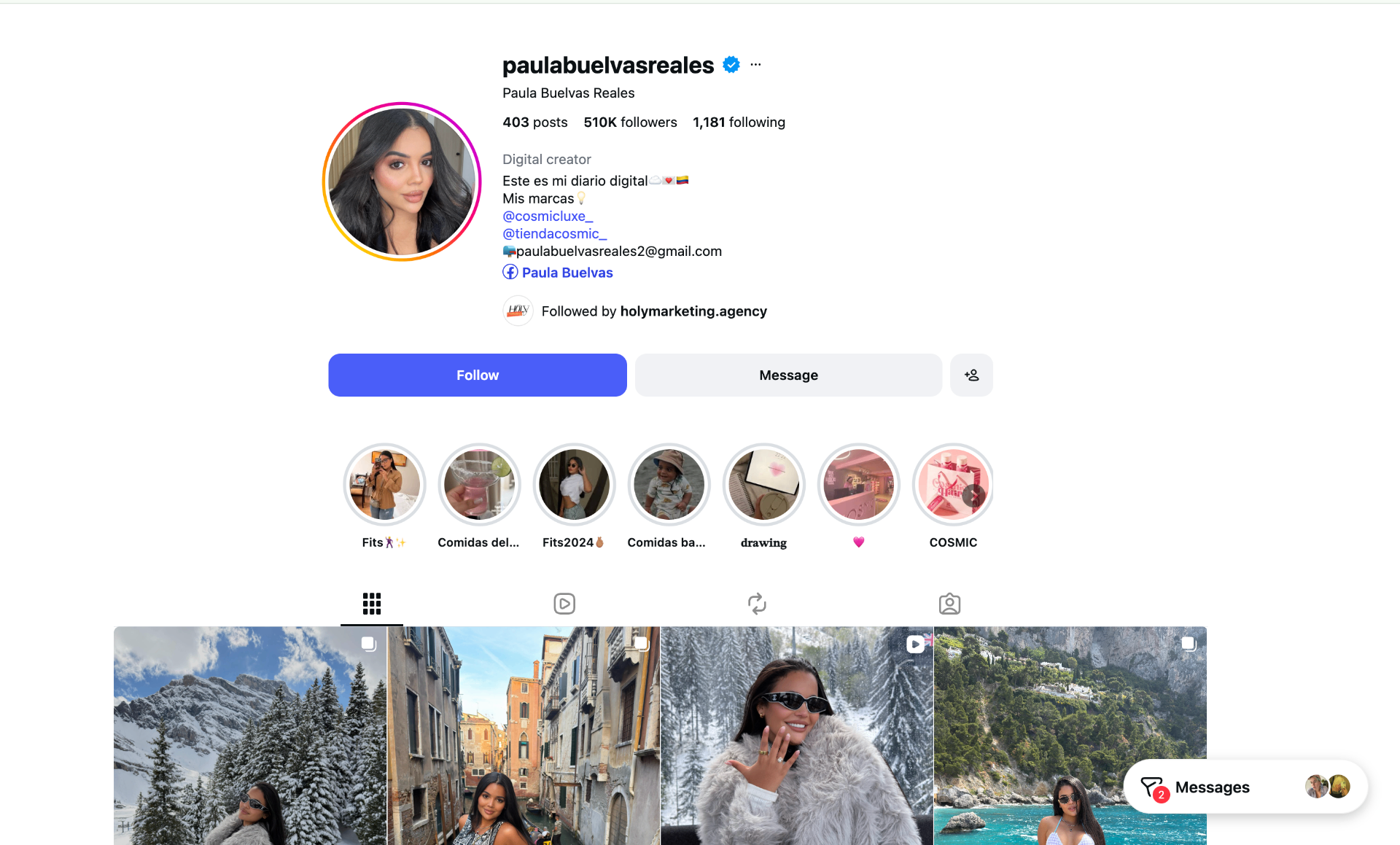 @paulabuelvasreales Instagram profile preview