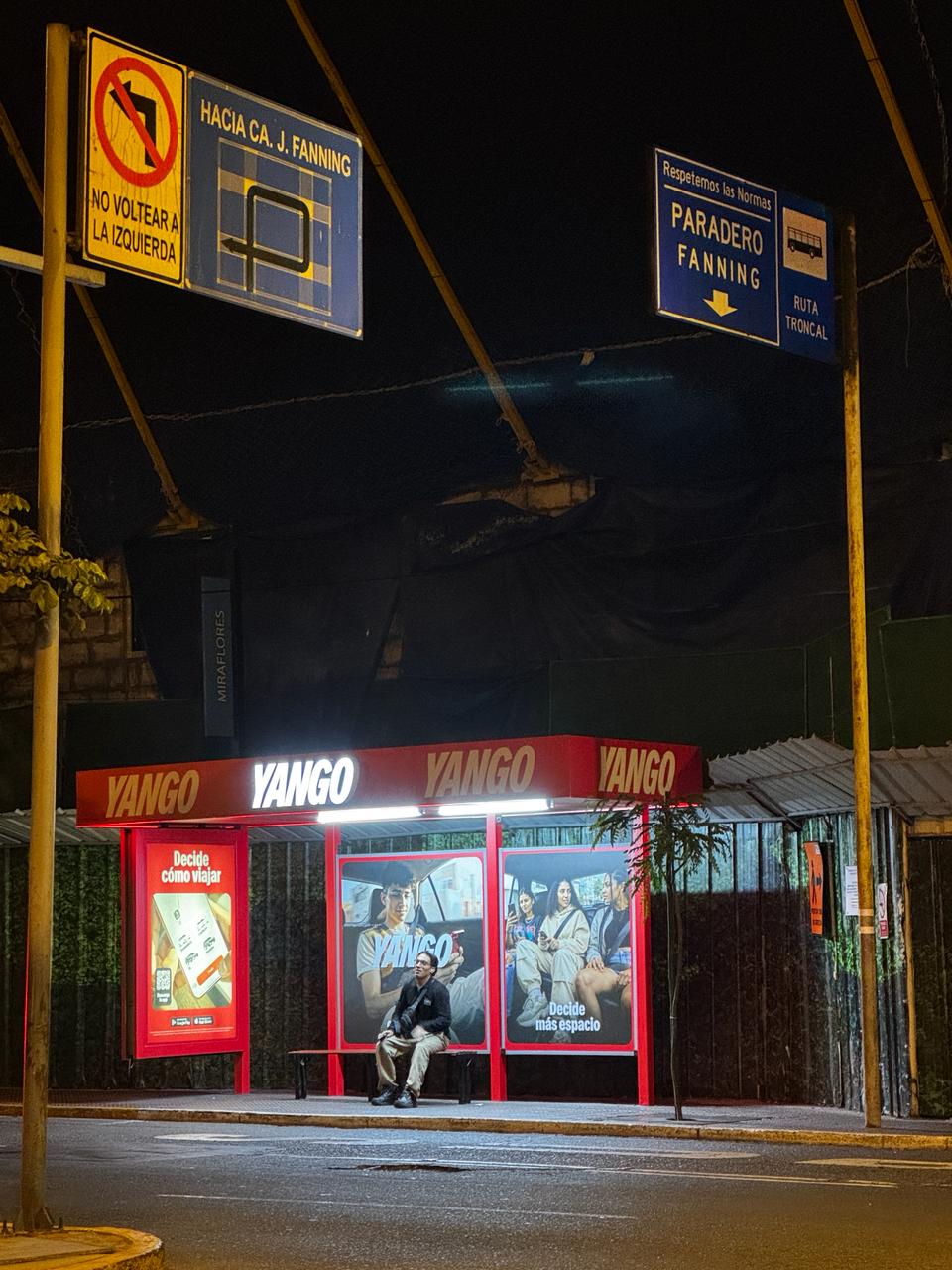 Yango branded bus stop in Lima
