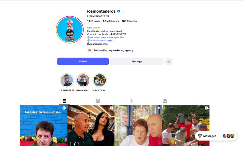 @losmontaneros Instagram profile preview