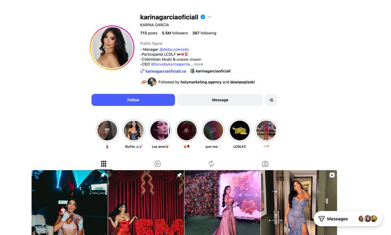 @karinagarciaoficiall Instagram profile preview