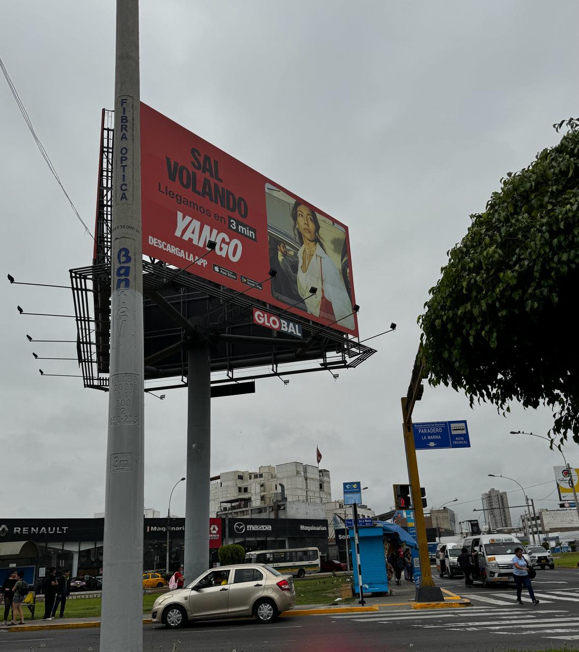 Yango billboard in Lima streetscape