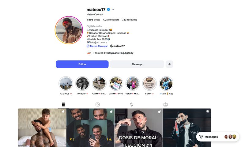 @mateoc17 Instagram profile preview